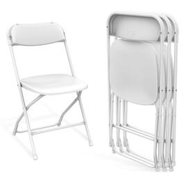 Yardgrace - 4Pack Plastic Folding Chairs Stackable Steel Frame Indoor Outdoor Seating 350lb Capacity - White