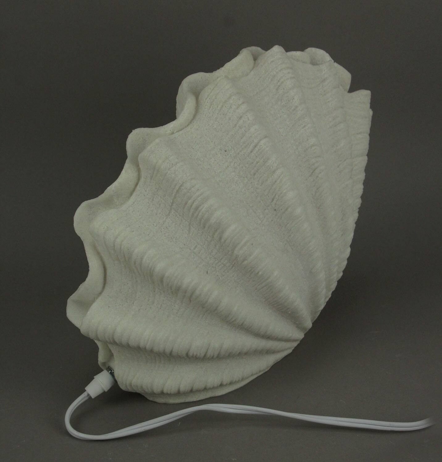 Alt View 3. Zeckos - White Sandstone Finish Vertical Scallop Shell Coastal Art Accent Lamp - White.