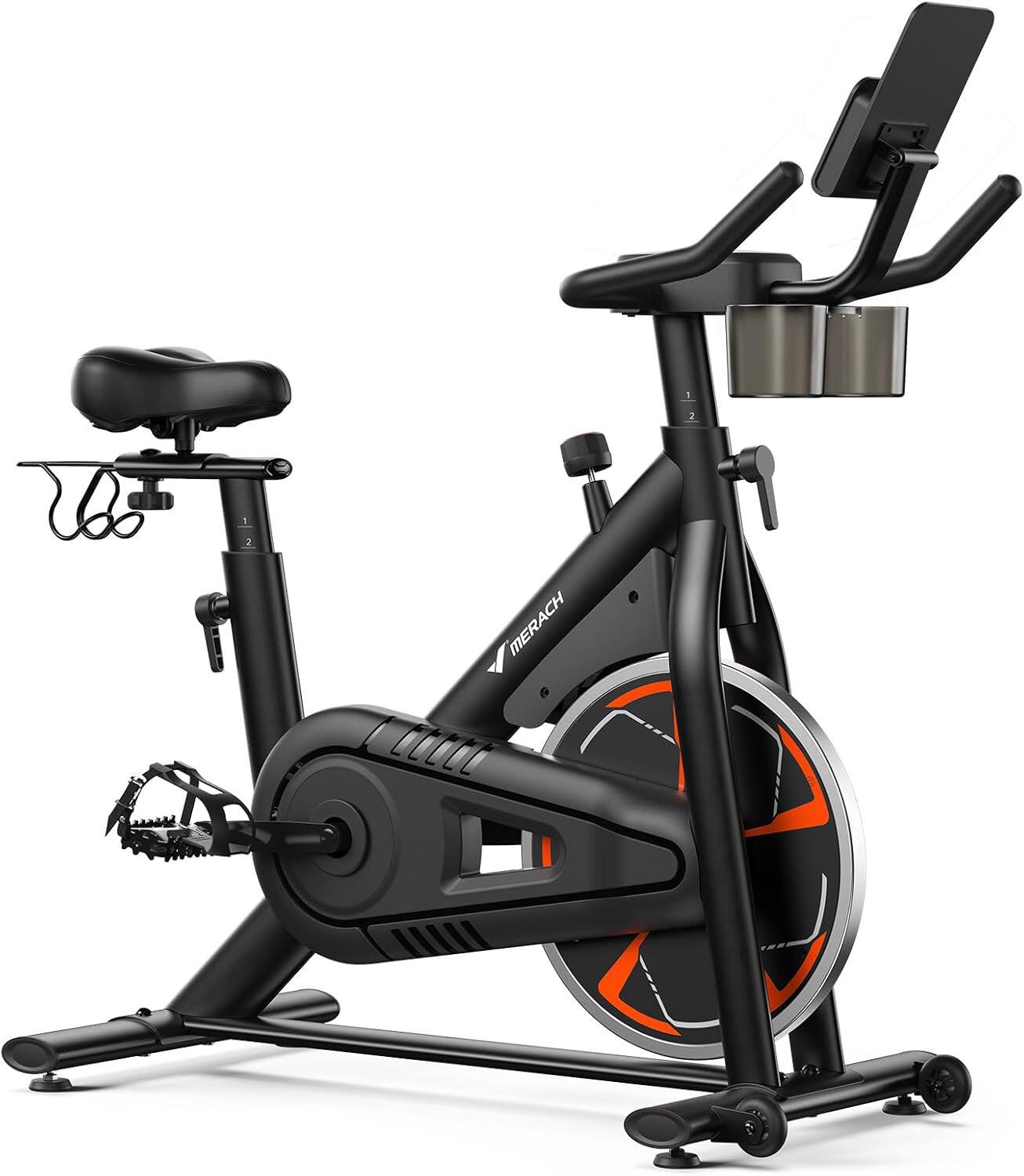 Front. MERACH - MERACH S36 Magnetic Indoor Exercise Bike Stationary Bike for Home Gym 330lbs APP - Black.
