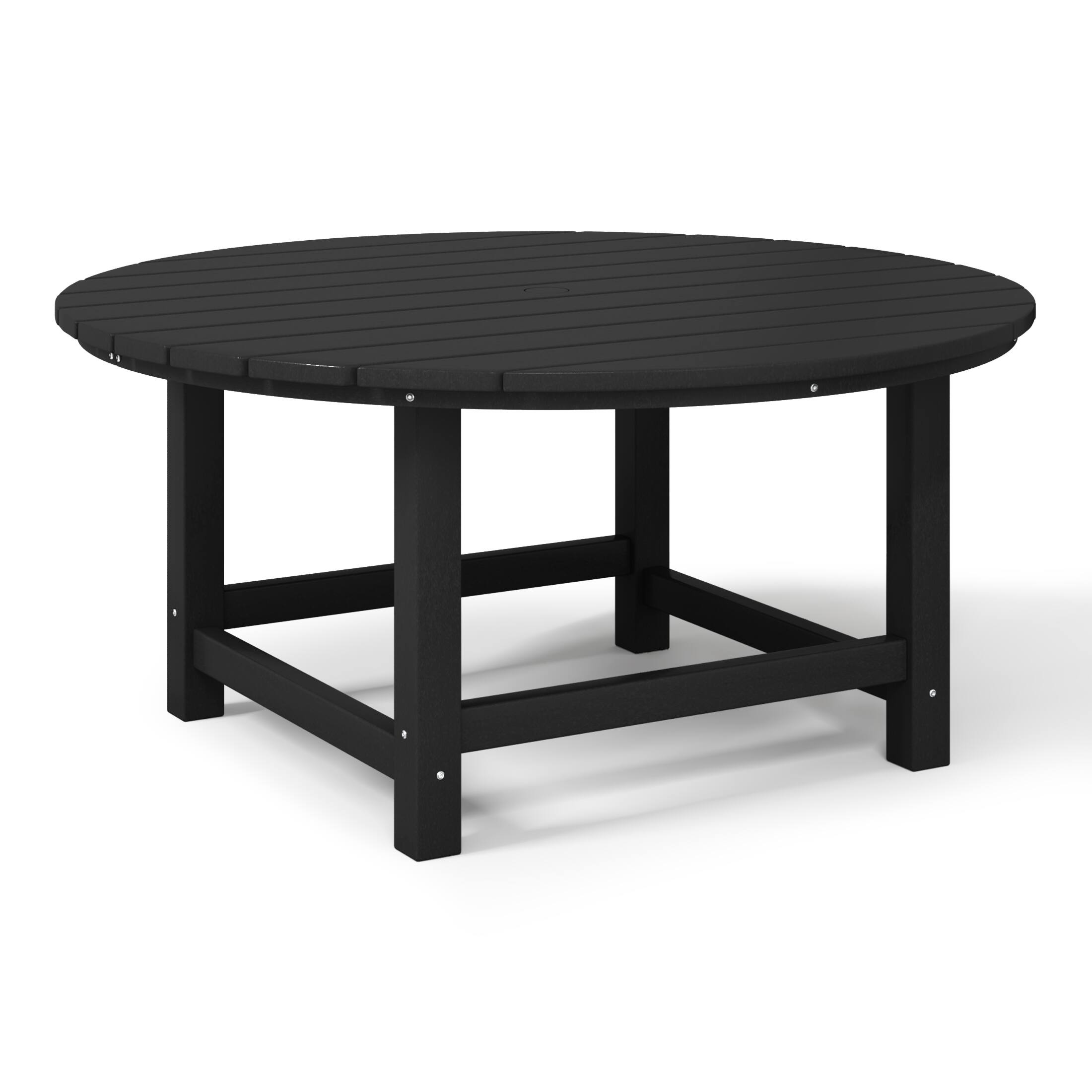 Left. WestinTrends - WestinTrends Malibu Low Outdoor HDPE Round Patio Coffee Table - Black.