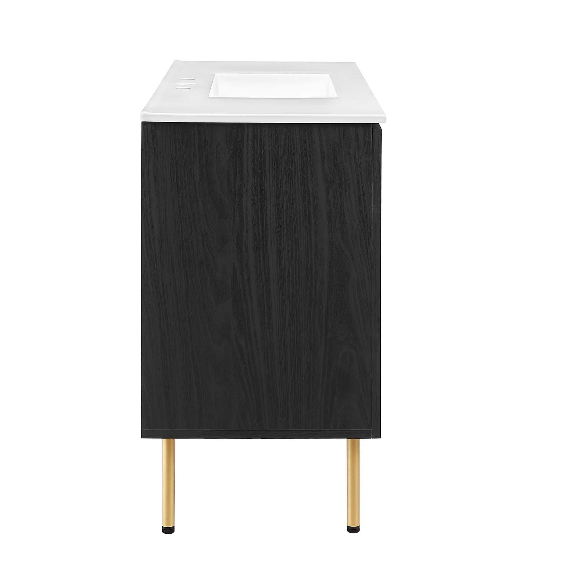 Alt View 4. Modway - Chaucer 48" Bathroom Vanity with White Basin Included by Modway - Black White.