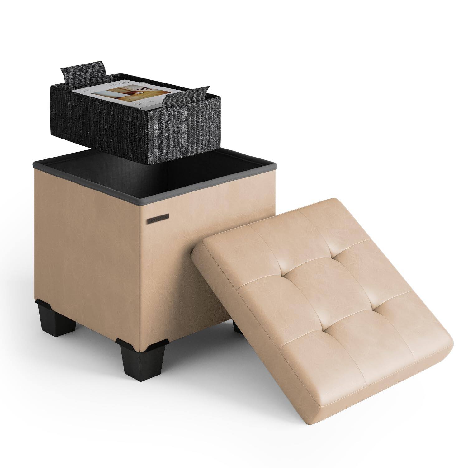 07 - Taupe Leather 15"D x 15"W x 15"H