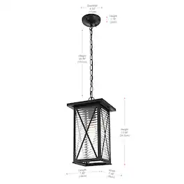 Elegant Lighting - Jada 14 inch Outdoor Pendant in Black - Black And Clear