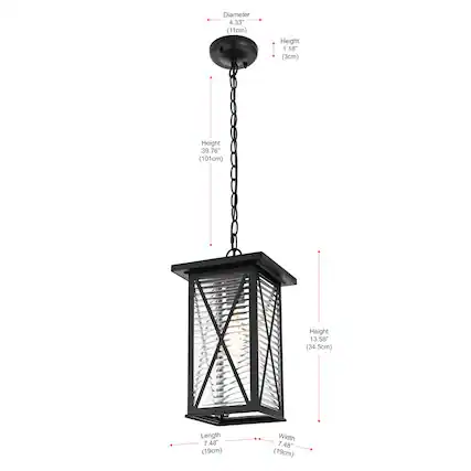 Diameter 4.33" (11cm)
Height 1.18" (3cm)
Height 39.76" (101cm)
Height 13.58" (34.5cm)
Length 7.48" (19cm)
Width 7.48" (19cm)