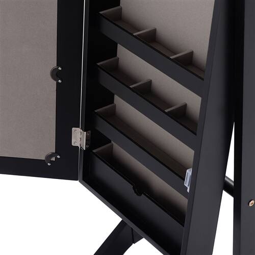 Alt View 1. SlickBlue - Black Wood Jewelry Storage Cabinet Freestanding Floor Mirror - Black.