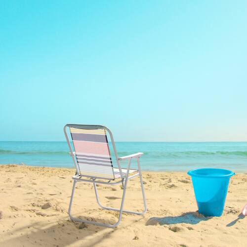 Alt View 5. Winado - 1PC 30in Portable Folding Beach Camping Chair, Comfortable Pool Seat Lightweight for Indoor Outdoor Garden Beach Lawn - Colorful Stripe.