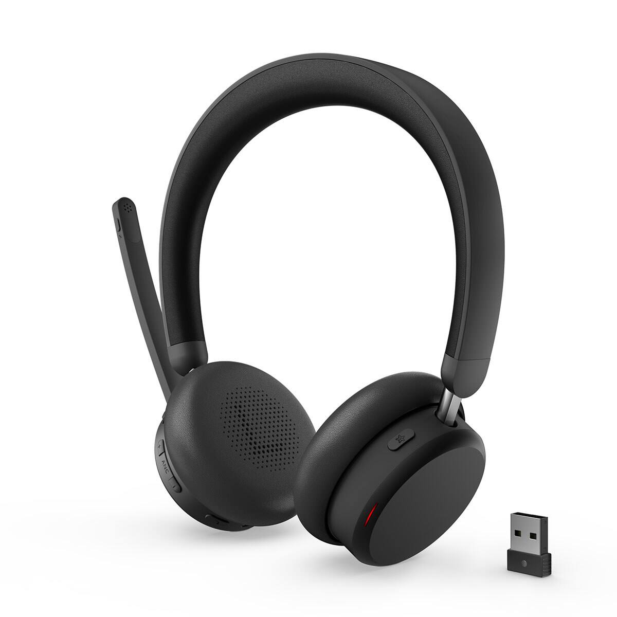 Alt View 5. Lenovo - Lenovo 6550 Wireless Active Noise Canceling On-Ear Headset with USB-A Adapter, Microsoft Teams Certified.