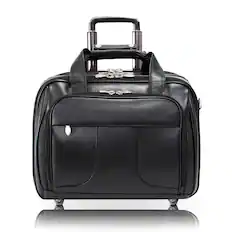 Front. McKleinUSA - 17-inch Laptop Leather Detachable Wheeled Overnight Case Removable Briefcase Chicago - Black.