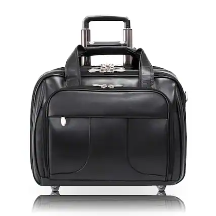 Front. McKleinUSA - 17-inch Laptop Leather Detachable Wheeled Overnight Case Removable Briefcase Chicago - Black.