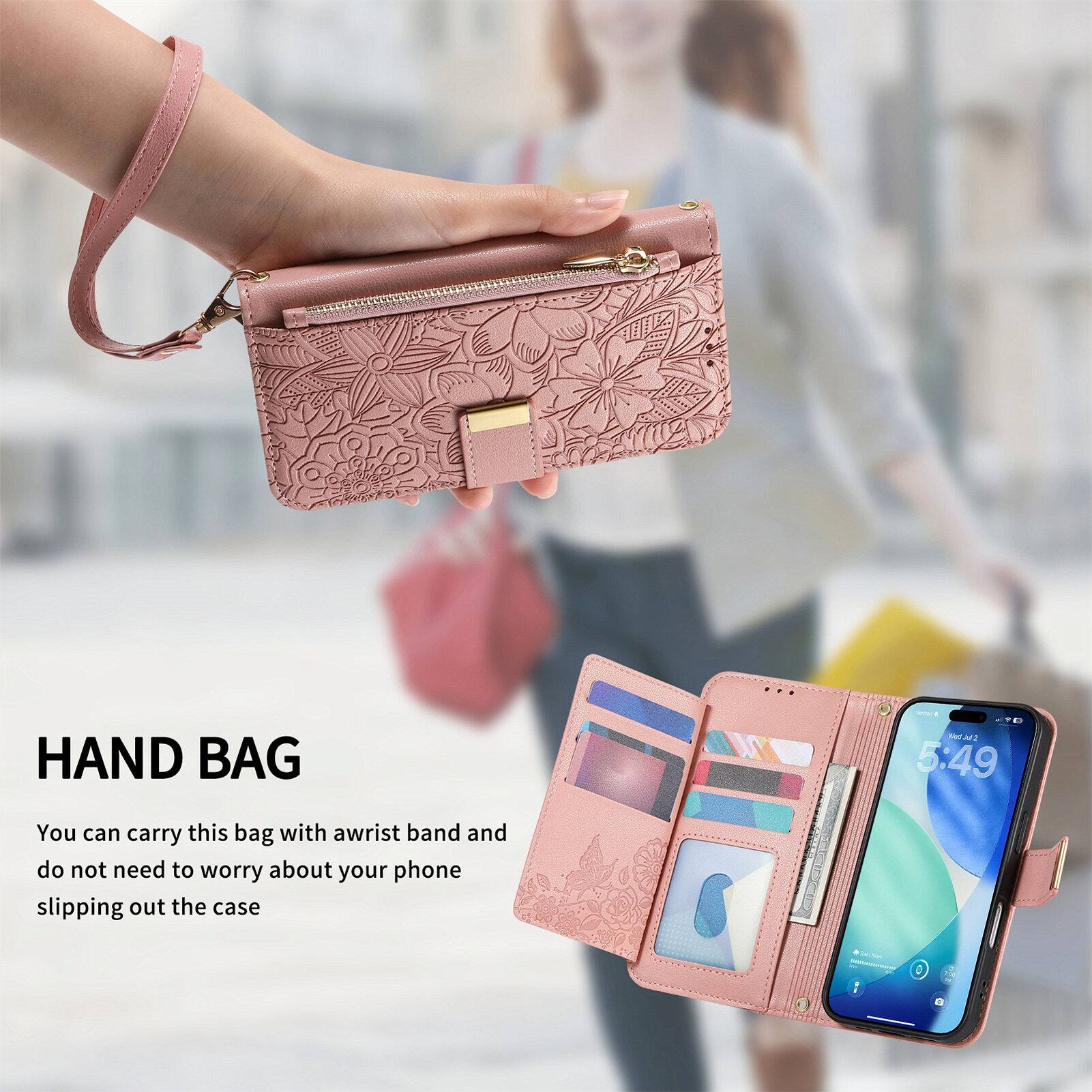 HAND BAG

You can carry this bag with a wrist band and do not need to worry about your phone slipping out the case.