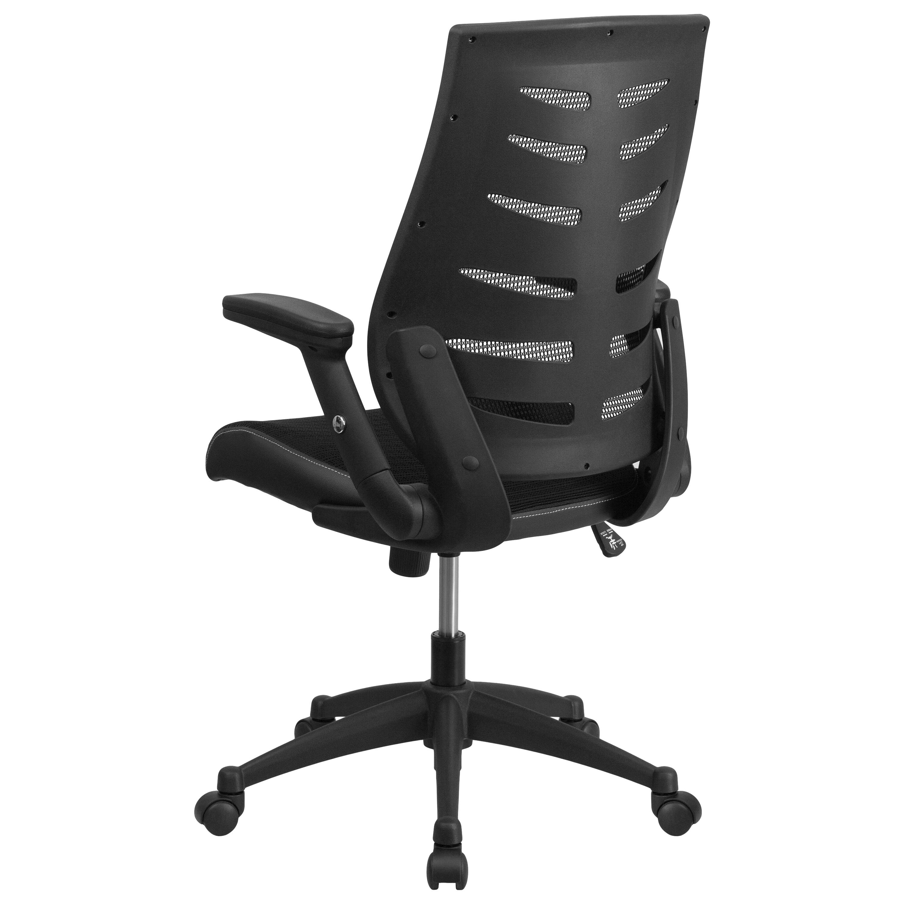 Alt View 5. Emma + Oliver - High Back Designer Mesh Executive Swivel Ergonomic Office Chair with Height Adjustable Flip-Up Arms - Black.
