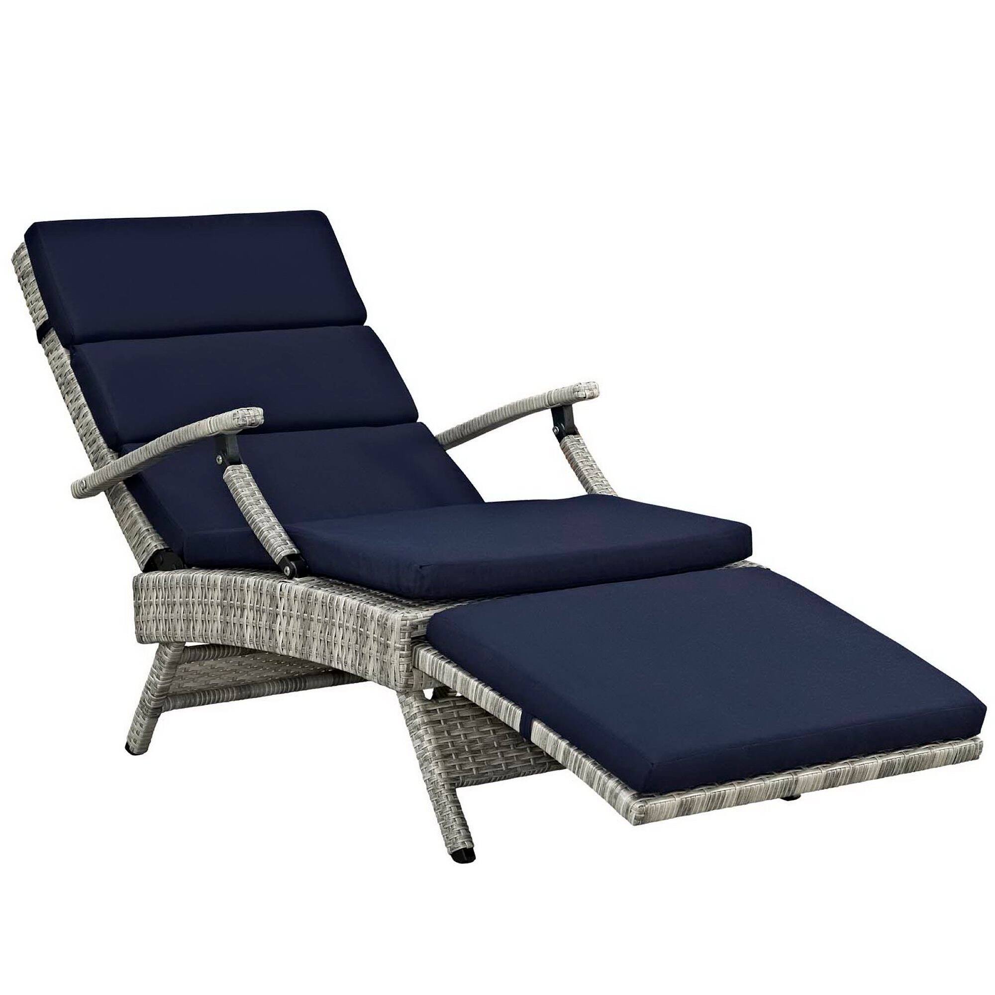 Back. Modway - Envisage Chaise Outdoor Patio Wicker Rattan Lounge Chair by Modway - Light Gray Navy.