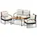 Alt View 9. Costway - 4 PCS Patio Conversation Set with Coffee Table Solid Acacia Wood Armrests Tabletop - Mix Brown,Off White.