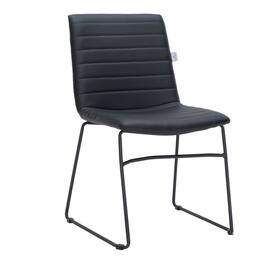 LeisureMod - Zylar Office Guest Chair with PU Leather, Foam Cushion & Stainless Steel Base - Black