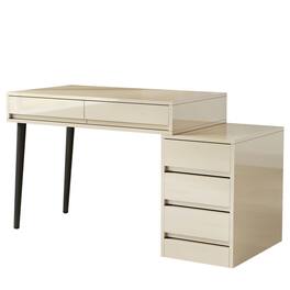 Kadyn - Study Writing Desk, Computer Desk,Modern Computer Desk Home Office Desk with 5 Storage Drawers - Beige
