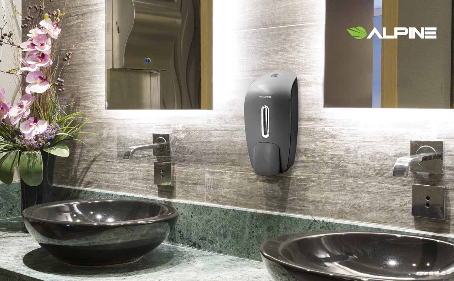 Alt View 2. Alpine Industries - 27 oz. Surface Mounted Hand Soap Dispenser - Gray.