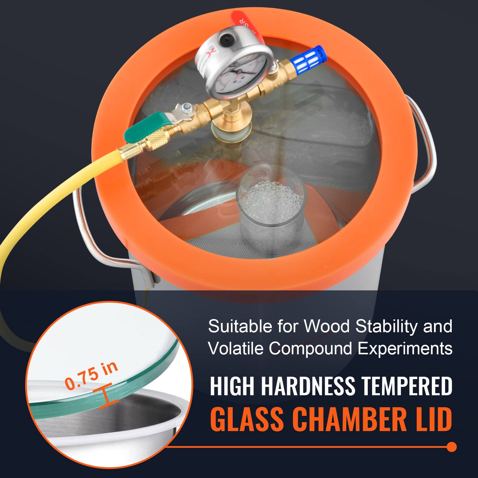 Suitable for Wood Stability and Volatile Compound Experiments  
HIGH HARDNESS TEMPERED GLASS CHAMBER LID  
0.75 in