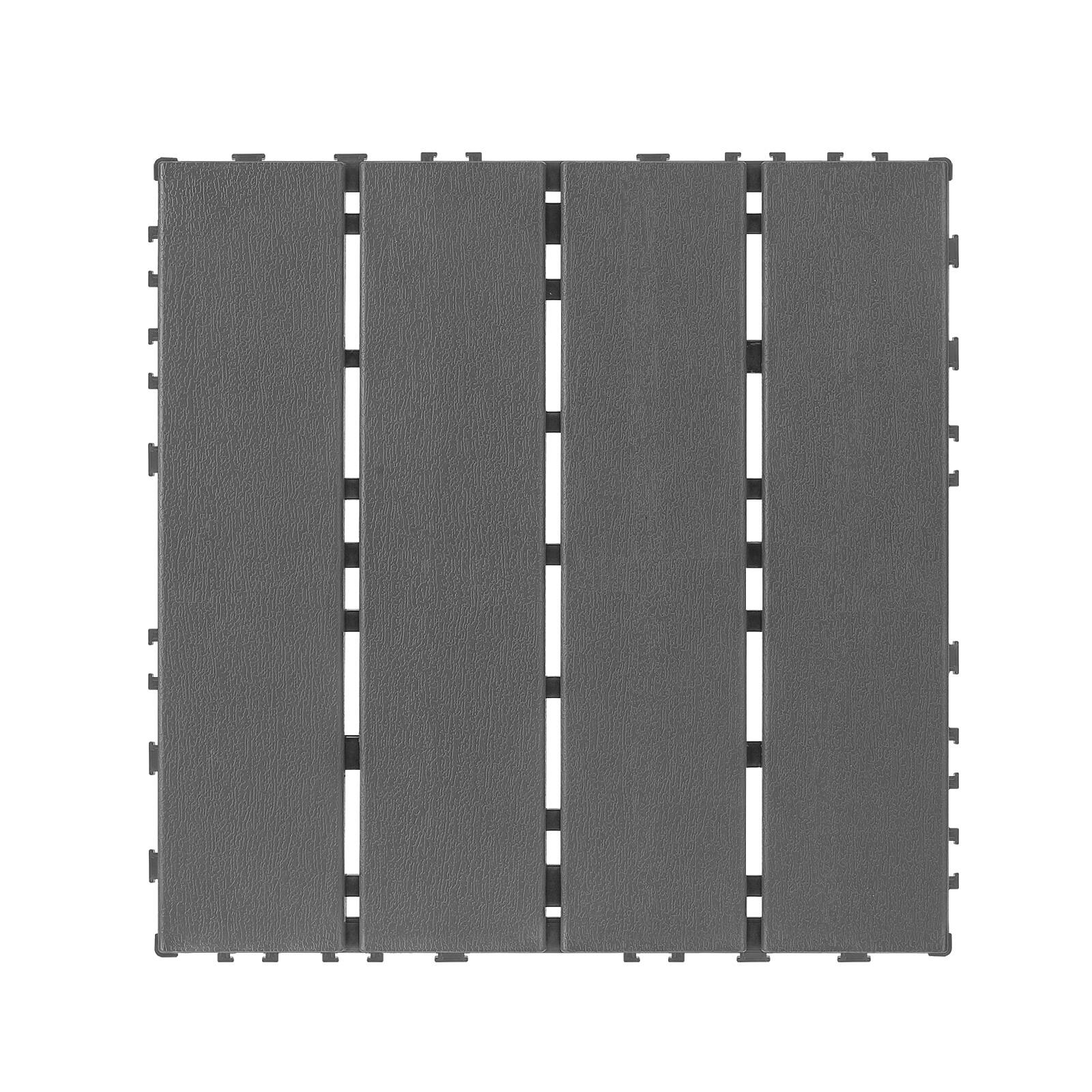 Alt View 1. Mondawe - 44 packs 12 x 12 inches Plastic interlocking decking tiles - Dark Gray.