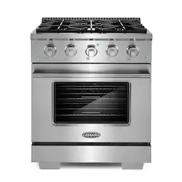 COSMO - COS-GRP304 30 in. Vista Collection 3.5 cu. ft. Gas Range, 4 Burners, Convection Oven, LED Light Panel - Stainless Steel