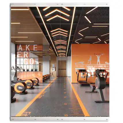 Sure, here is the corrected and grouped text from the image:
---
**AKE FR GO**
**THE ONLY PERSON YOU NEED TO BE IS THE PERSON YOU WERE**
---
This text is displayed on the walls and floor of the gym.