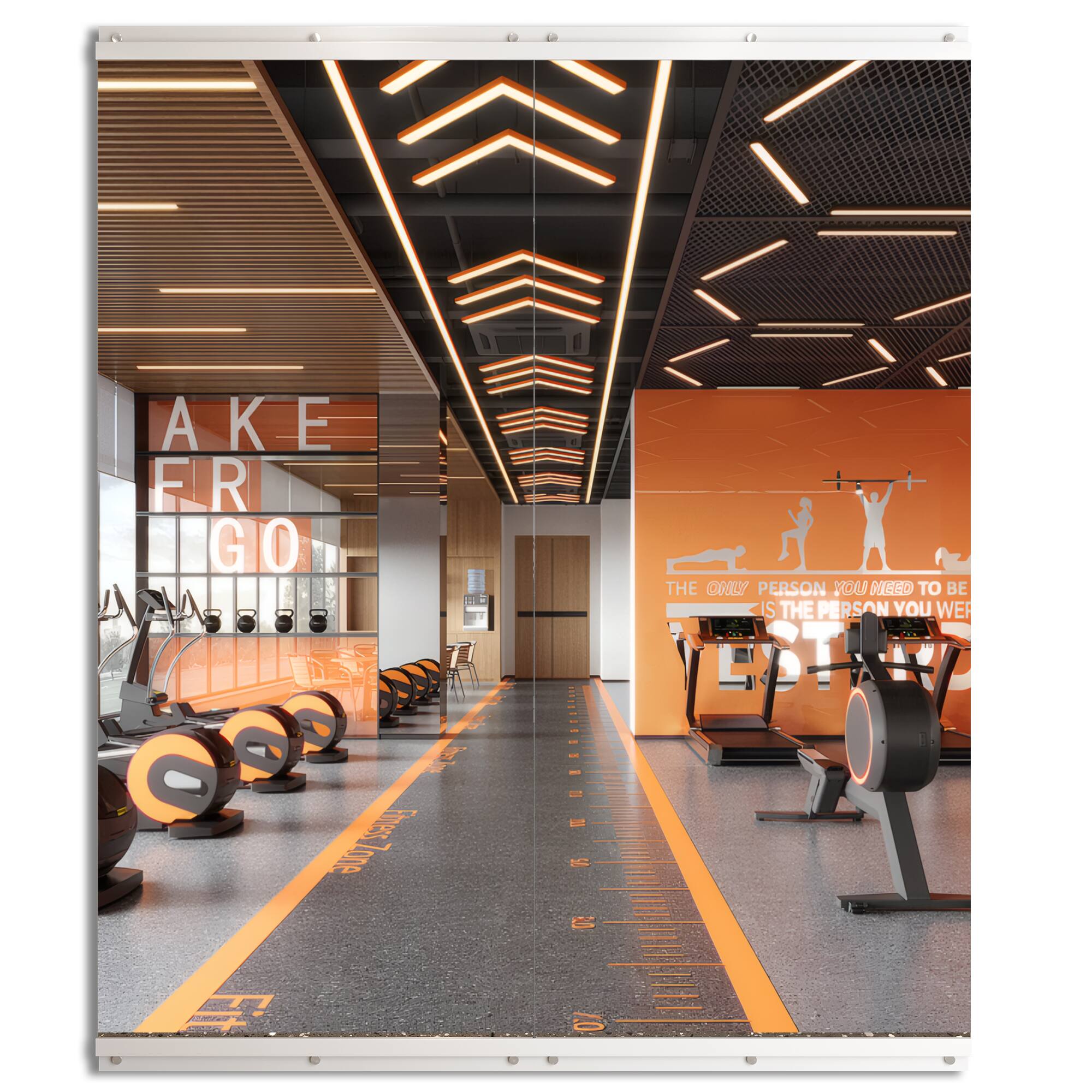 LOVMOR - 52 in. W x 60 in. H Modern Rectangle Frameless Wall-Mounted Gym Mirror Dance Mirror - Silver