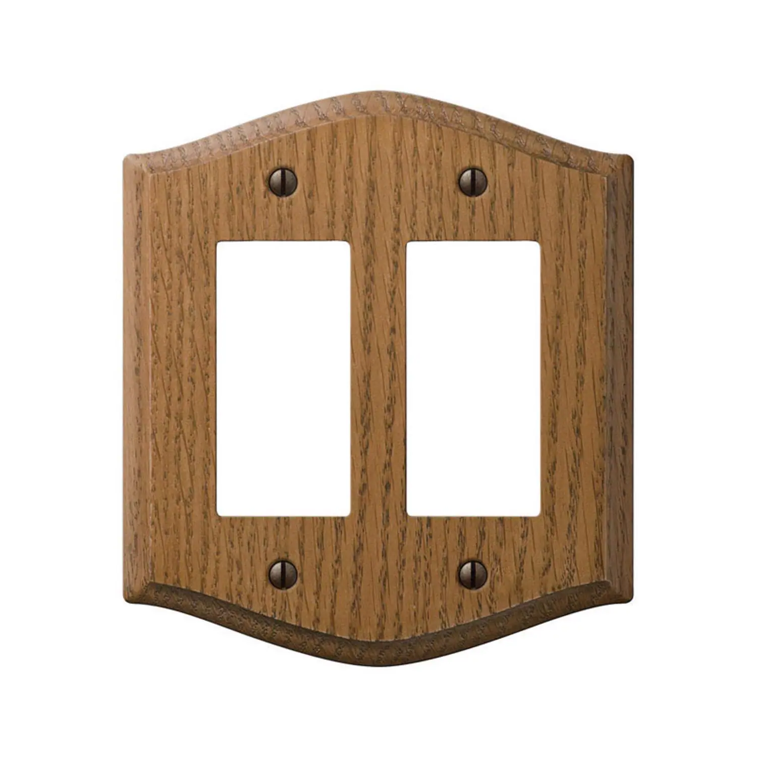 Angle. AMERELLE - Amerelle Country Medium Brown 2 gang Oak Wood Decorator Wall Plate 1 pk - Brown.