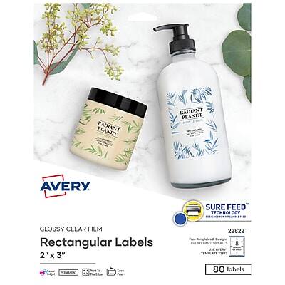 "Avery - Print-to-the-Edge Laser/Inkjet Rectangle Labels, 2"" x 3"", Glossy 80 Labels/Pack (22822) - Clear" price history on PriceWatchPro