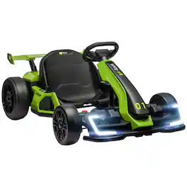 Aosom - 24V 7.5 MPH Electric Go Kart with Adjustable Seat, Drifting Car Battery Toy with Slow Start, Button Start, for 6-12