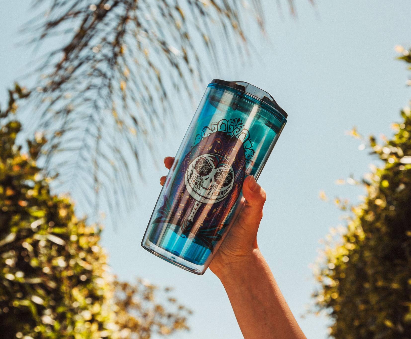 Alt View 10. Disney - Disney Nightmare Before Christmas Sugar Skulls Plastic Travel Tumbler with Lid - Blue.