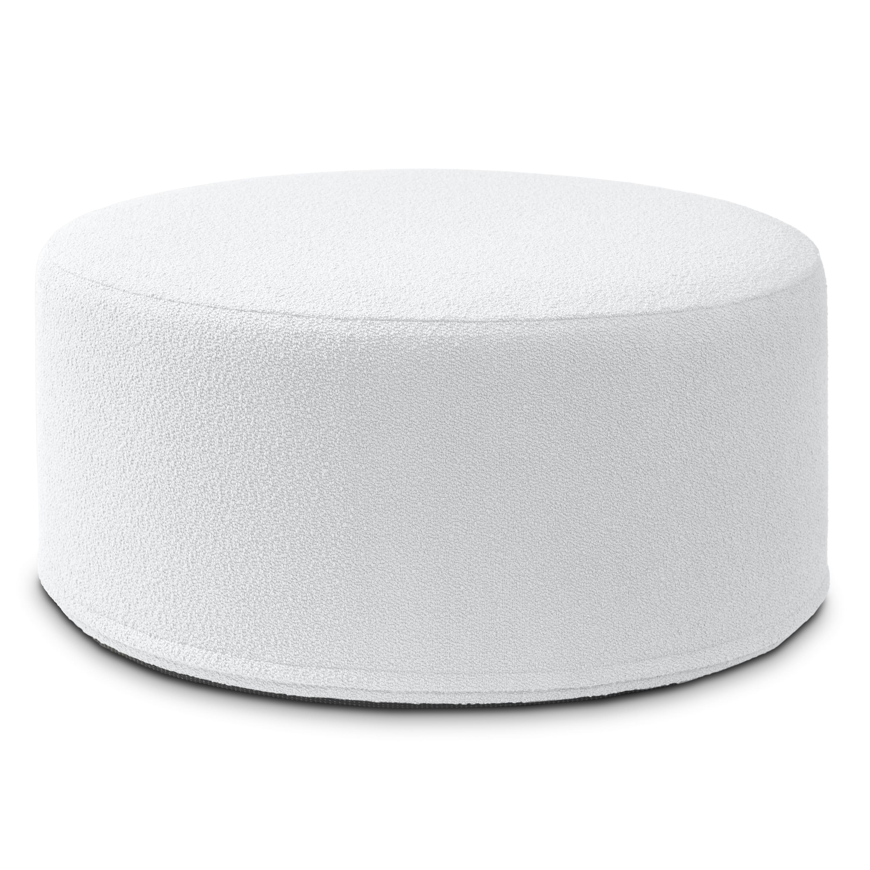 Jaxx - Candler Round Couch Oversized Giant Coffee Table Ottoman, Kid Safe with Removable Cover - Boucle White