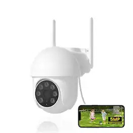 Luckbyte - 5MP Dual-Band Wifi Security Camera, IP66 Waterproof, Auto Tracking, Two-Way Audio - White