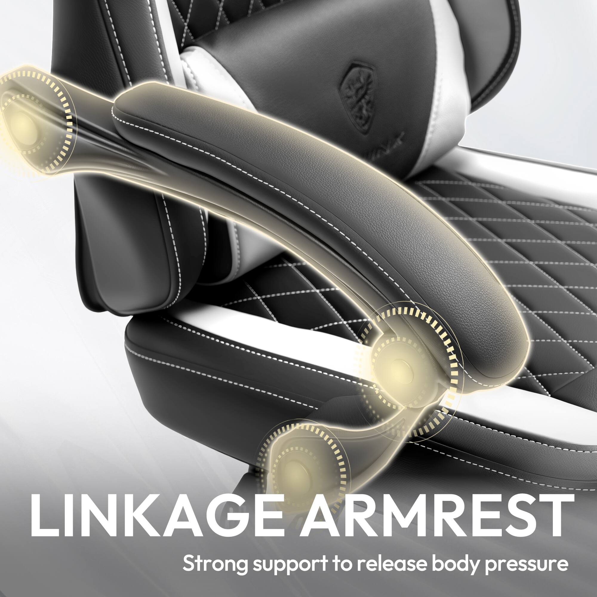 LINKAGE ARMREST  
Strong support to release body pressure