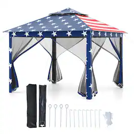 Boyel Living - 2Tier Popup Gazebo Tent 132-in W x 132-in D x 84-in H - Blue