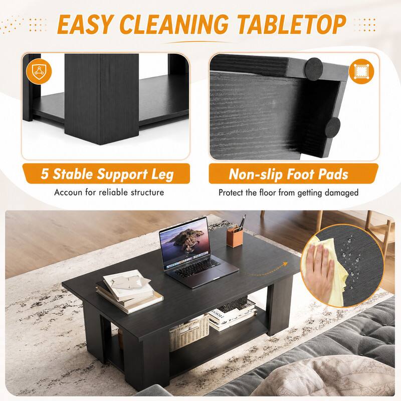 EASY CLEANING TABLETOP

5 Stable Support Leg
Accoun for reliable structure

Non-slip Foot Pads
Protect the floor from getting damaged