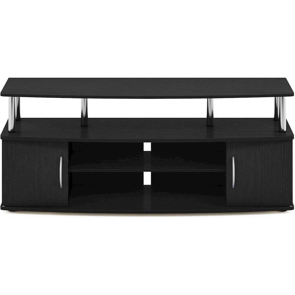 Alt View 1. FurniFact - Modern Black 55 Inch TV Console with Shelves and Cabinets for Storage - Americano/Stainless Steel.