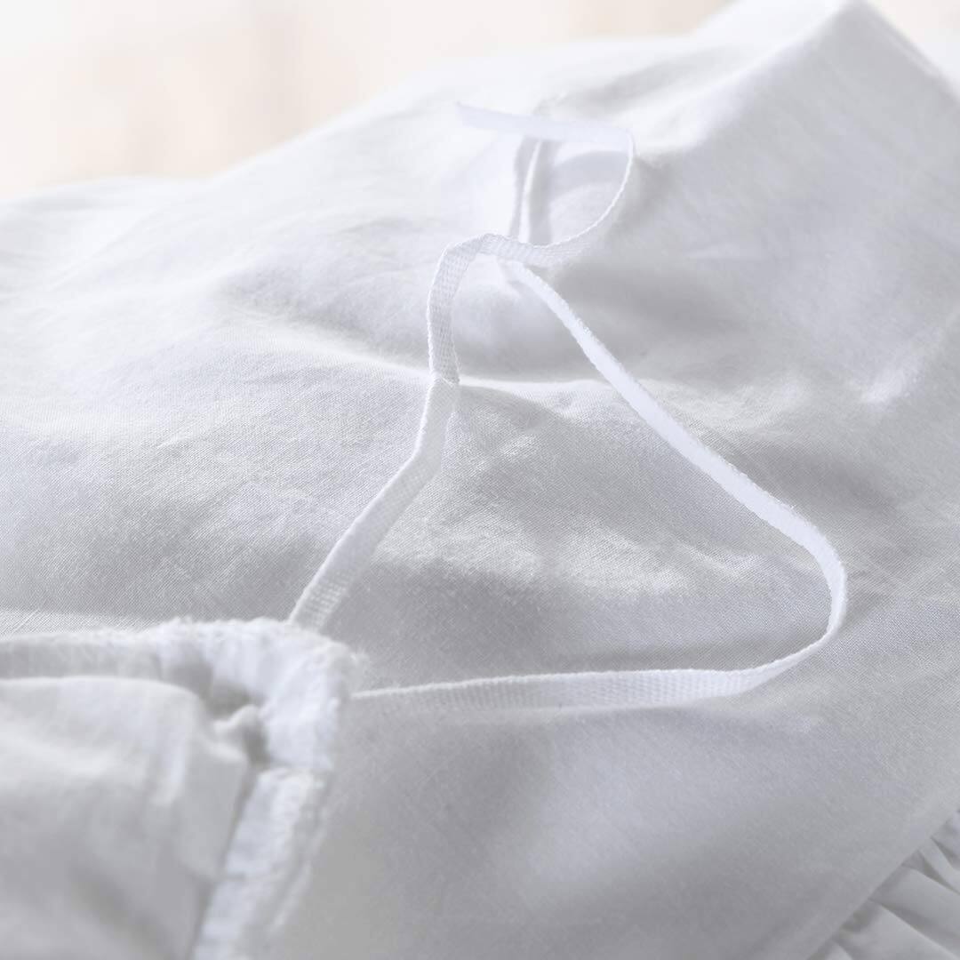 Alt View 1. Cedar Assembly - Queen House Ruffle Duvet Cover Washed Cotton Shabby Boho Chic Farmhouse Bedding Comforter 3 Pieces Quilt - White-Twin.