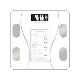Luckbyte - Smart Body Fat Scale Bluetooth Body Composition Analyzer with Backlit LCD, 180KG Capacity Toughened Glass Bathroom Scale - White
