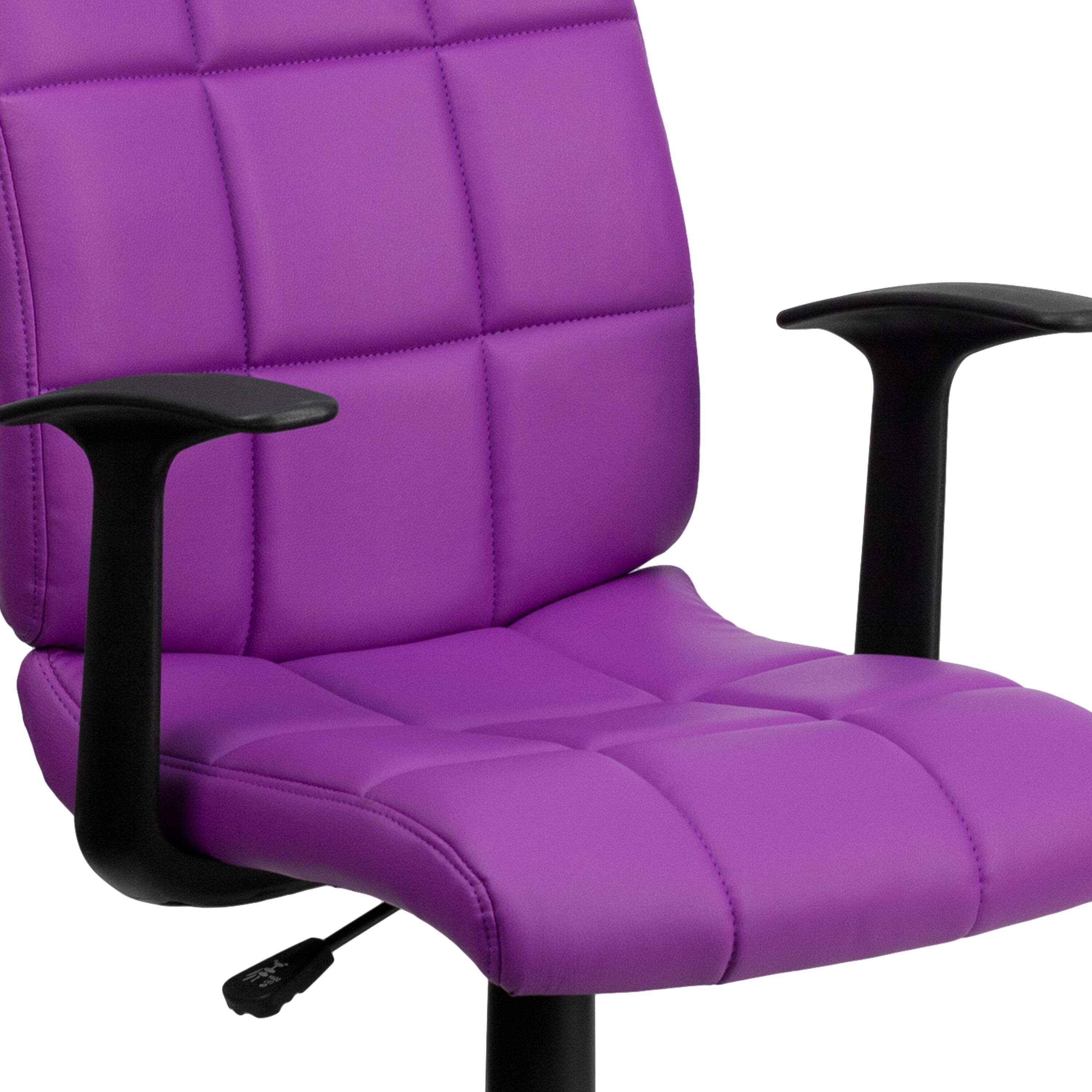 Alt View 9. Emma + Oliver - Mid-Back Quilted Vinyl Swivel Task Office Chair with Arms - Purple.