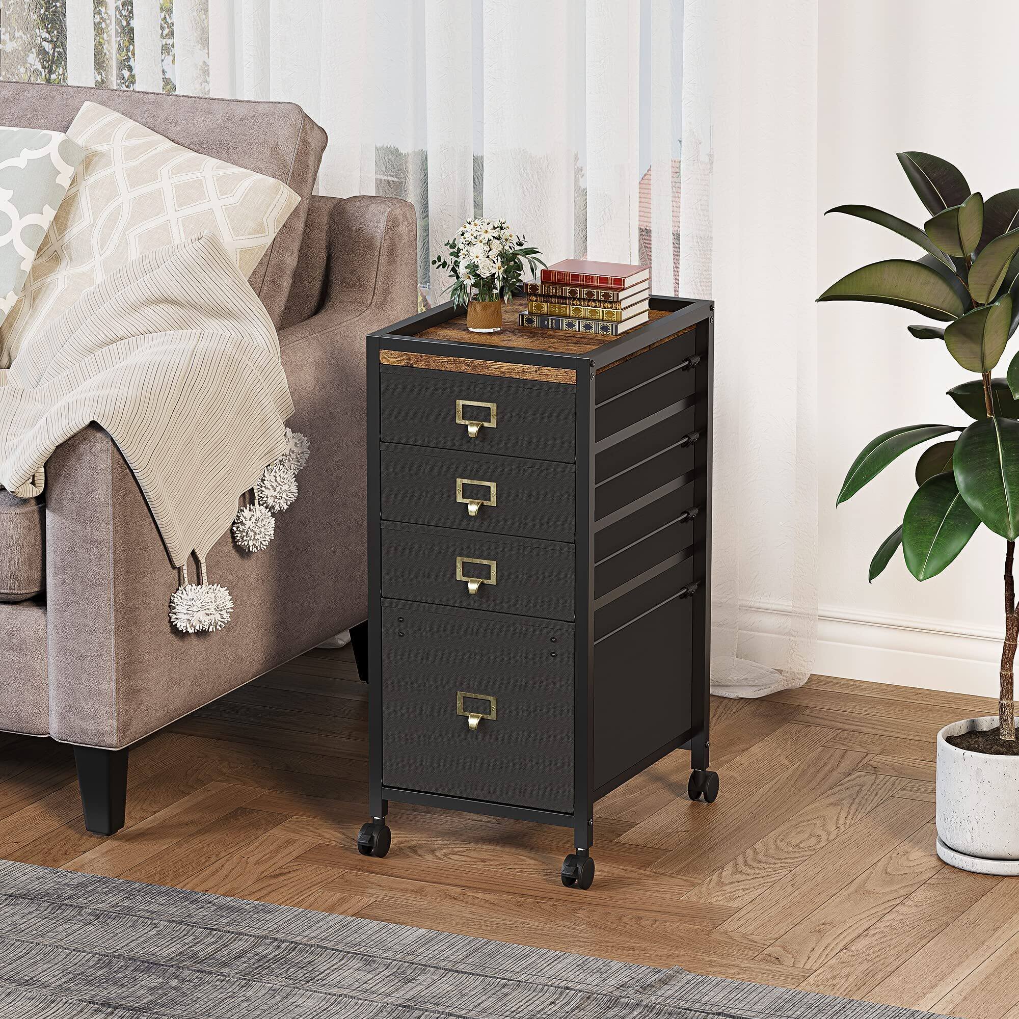 Alt View 5. Acekool - Mobile Filing Cabinet for Home Office, 4-Drawer, Under Desk Rolling Filing Organizer - Black.