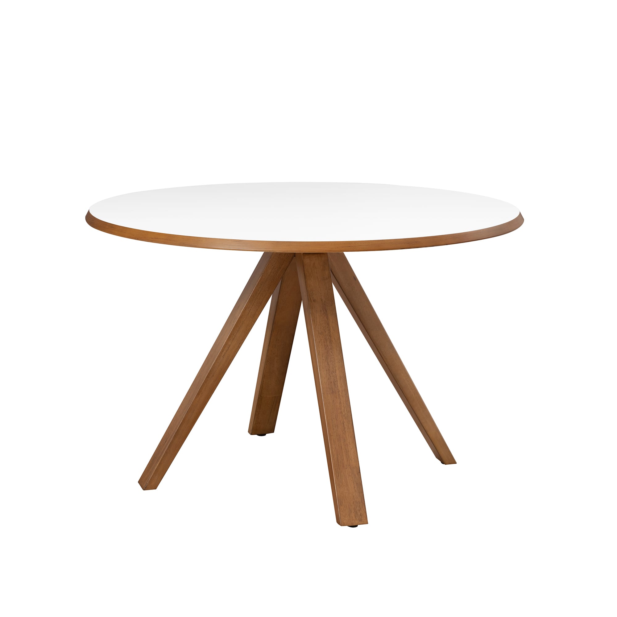 Front. Walker Edison - Mid-Century Modern Minimalist Round Dining Table - White.