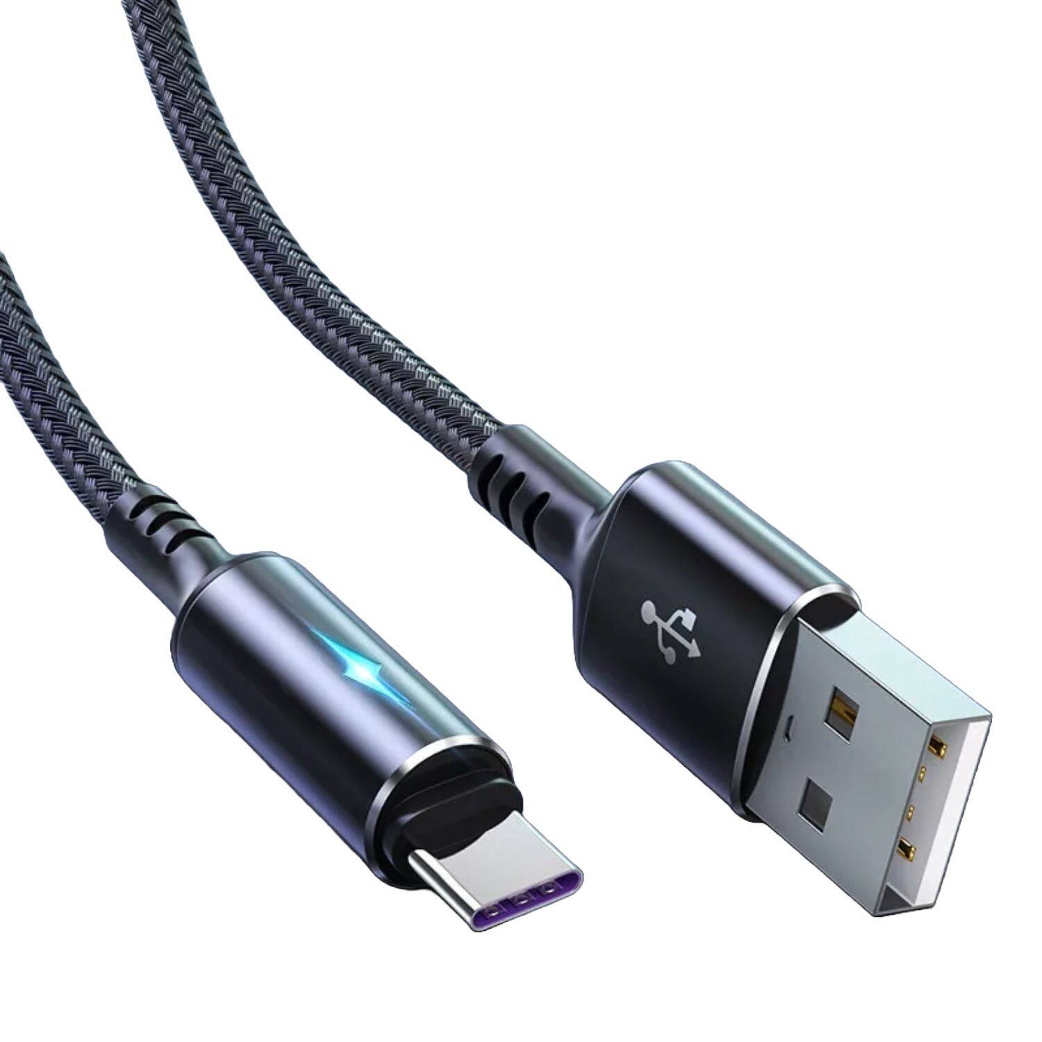 Left. Sanoxy - Super Speed USB 3.0 (Type-C to USB) Data & Sync Charger Charging Cable Braided Black (6 ft) - Black.