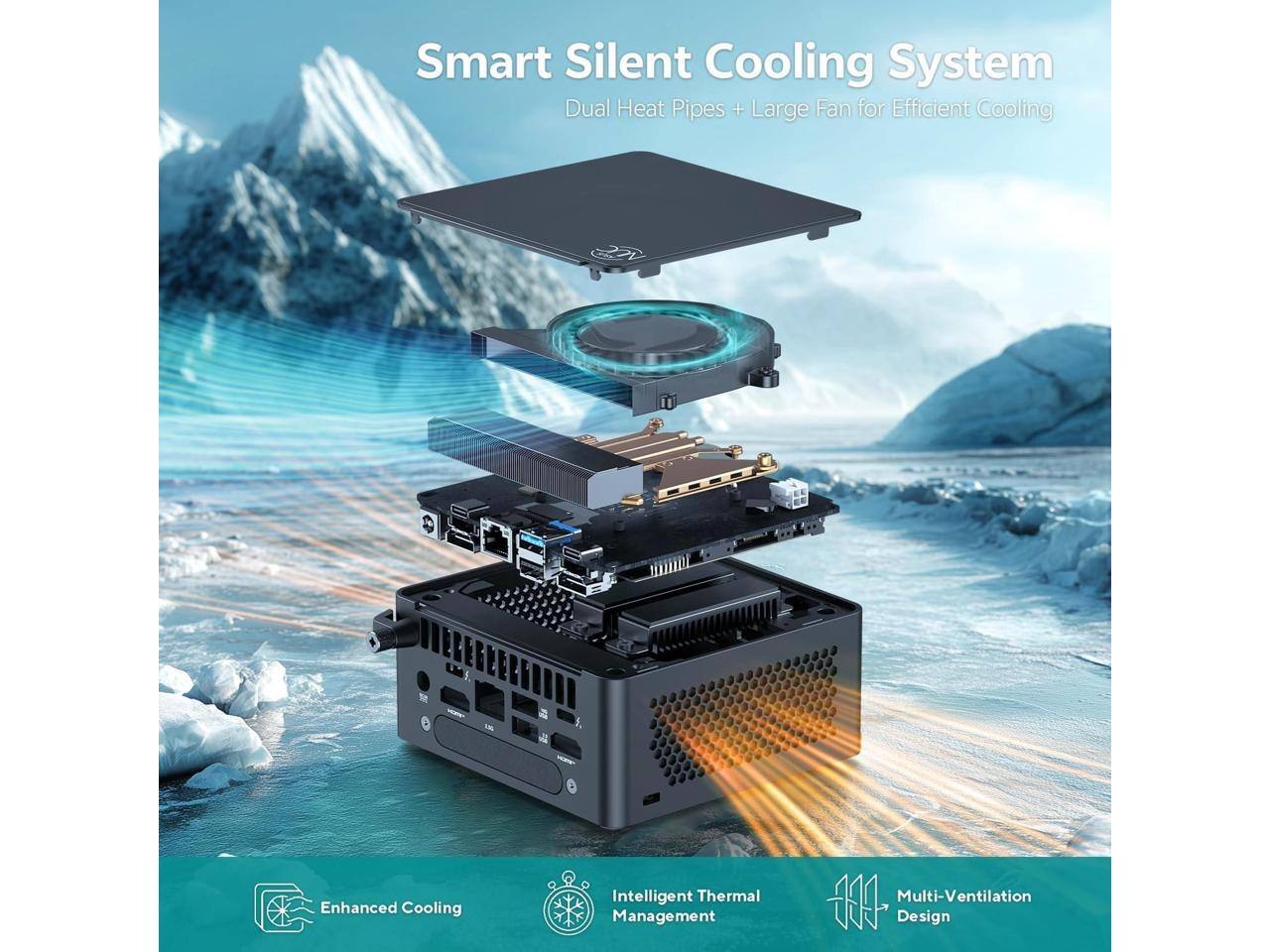Smart Silent Cooling System  
Dual Heat Pipes + Large Fan for Efficient Cooling  
Enhanced Cooling  
Intelligent Thermal Management  
Multi-Ventilation Design