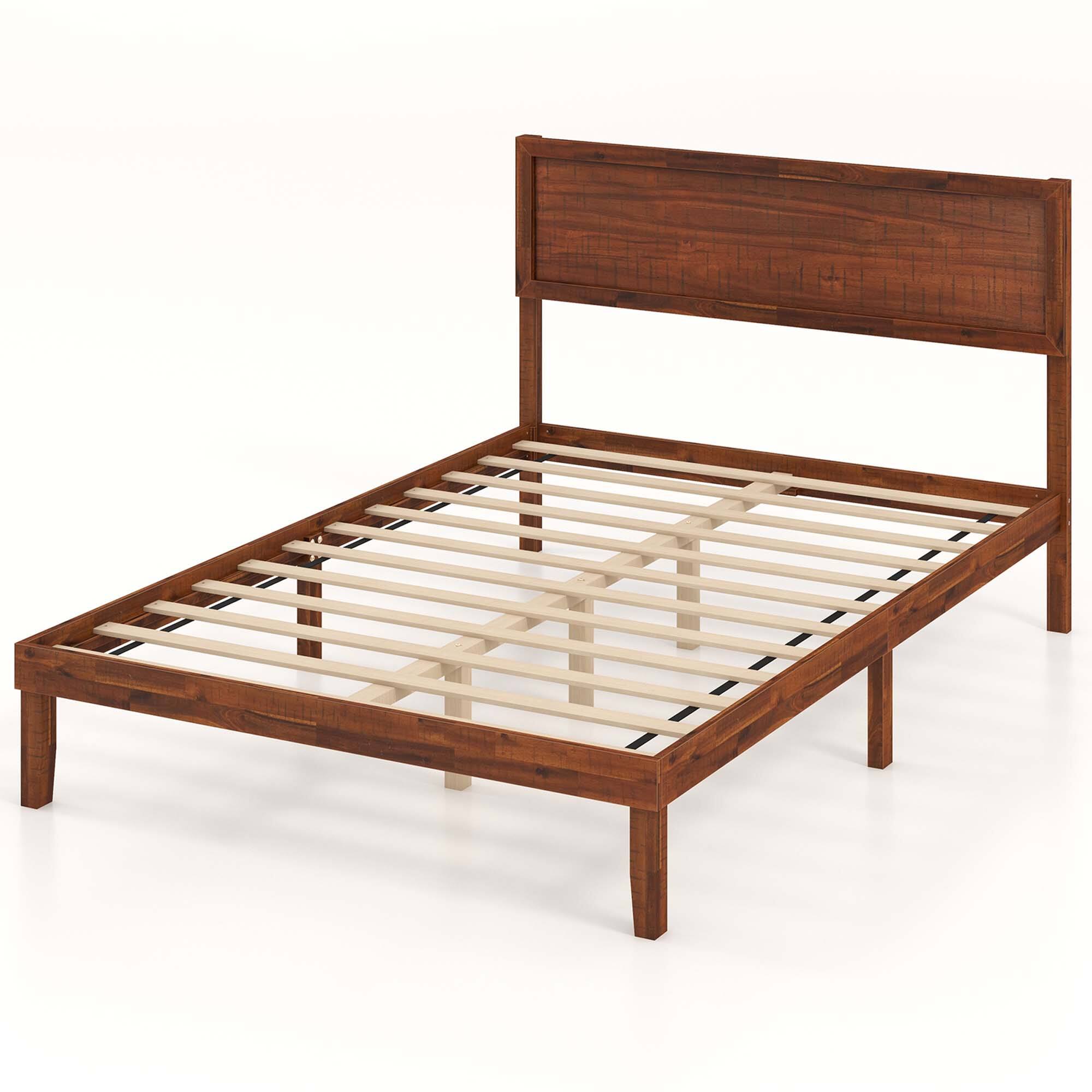 Alt View 8. Gymax - Gymax Full Bed Frame w/ Rustic Headboard Under-bed Storage Space No Box Spring Needed - Walnut.