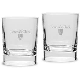 Jardine - Lewis & Clark College Pioneers 11.75oz. Square Double Old Fashioned Glass Set - Multicolor