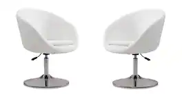 Manhattan Comfort - Hopper Modern Upholstered Swivel Lounge Chair - Set of 2 - White