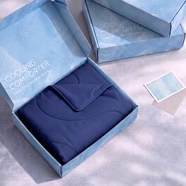 KERDOM - Single/Twin - Cooling Comforter for Night Sweats, Arc-Chill Q-max>0.45, Instant Cool, Breathable Cold Throw, Washable - Navy Blue
