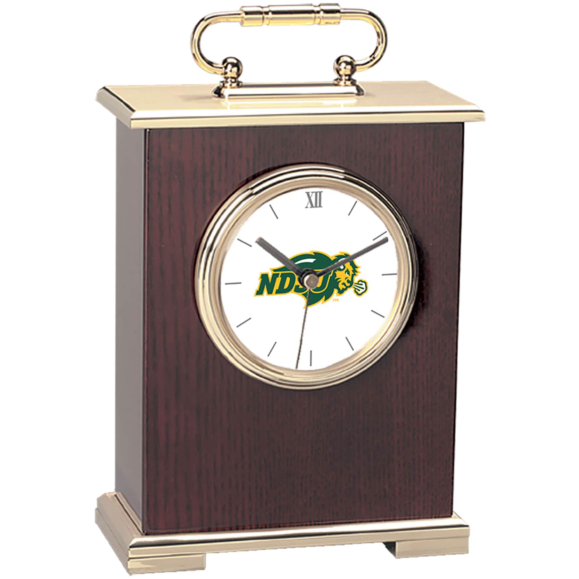 Front. Jardine - Gold NDSU Bison Carriage Clock - Gold.