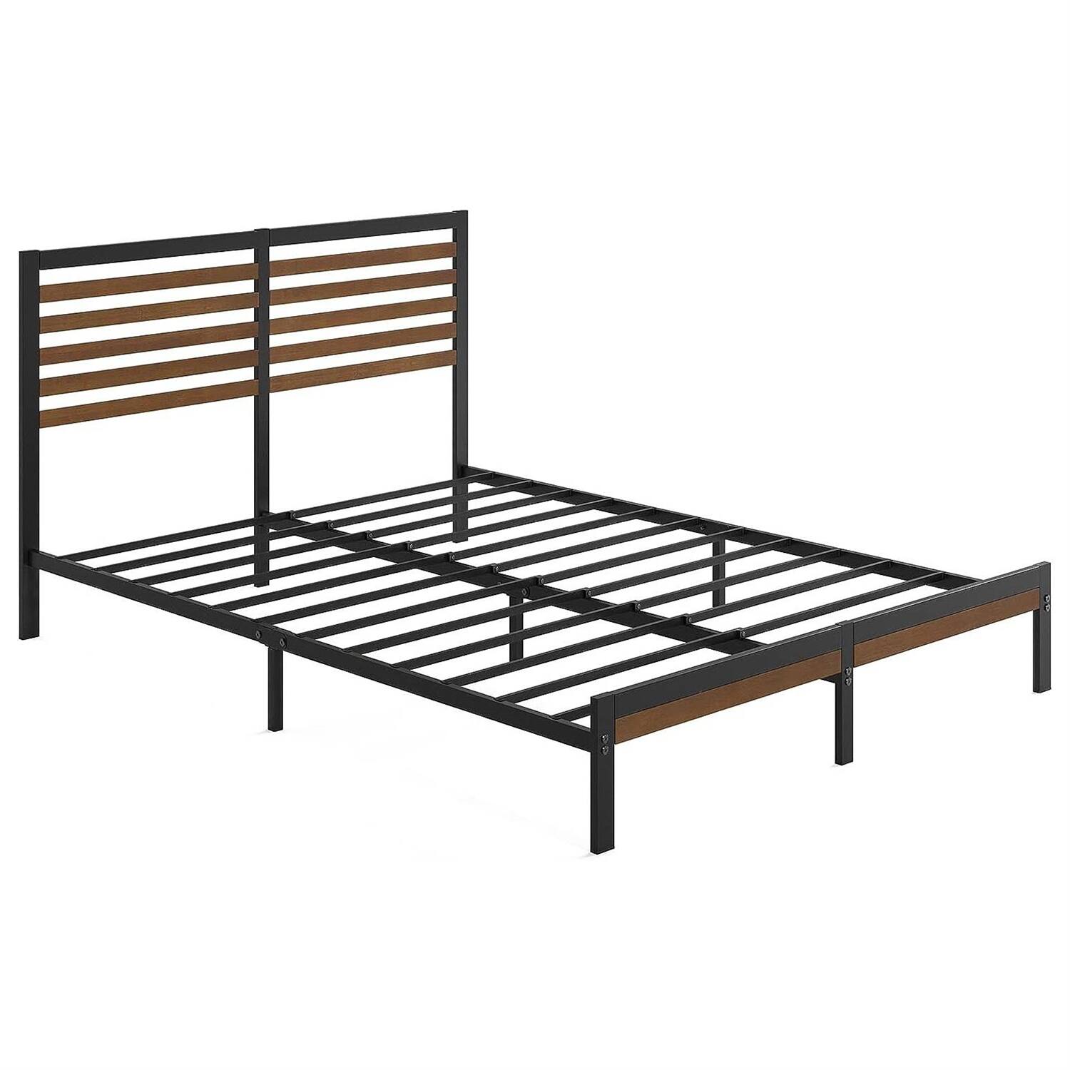 Back. Hivvago - Hivvago King Size Eco Friendly Bamboo Metal Platform Bed Frame - Brown.