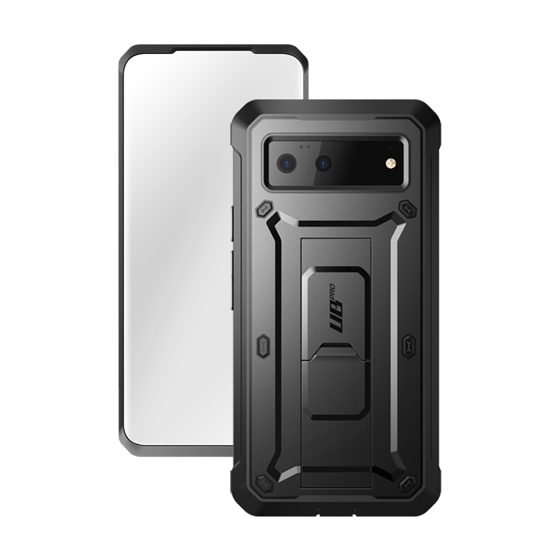 SUPCASE - Unicorn Beetle Pro Rugged Holster Case for Google Pixel 6 – Full-Body Protection with Kickstand & Belt Clip - Black