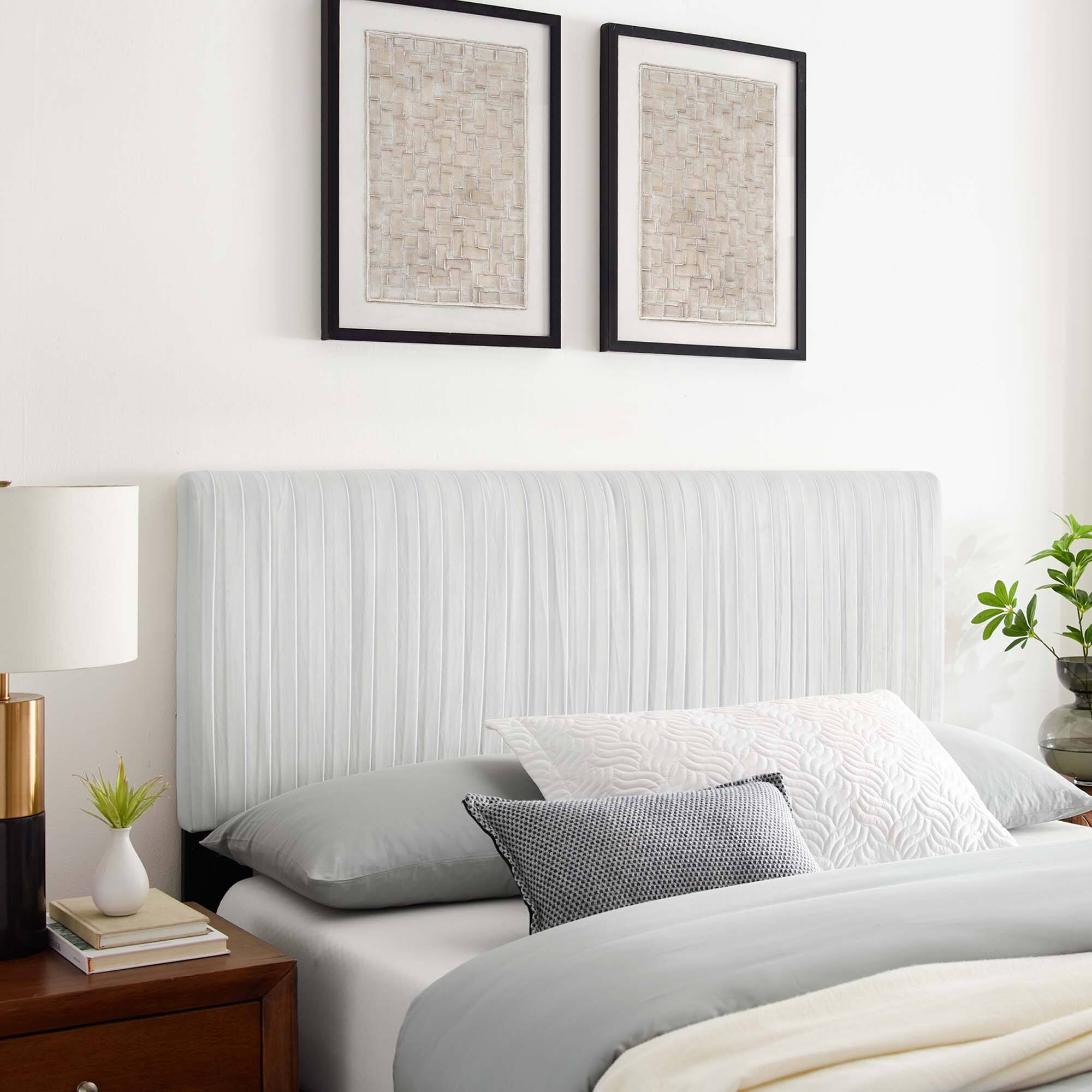 Left. Modway - Eloise Channel Tufted Performance Velvet Full/Queen Headboard by Modway - White.